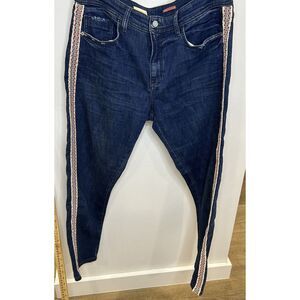 Anthropologie Pilcro Jeans Womens Size 32 Slim Boyfriend‎ Crop Striped Side Boho